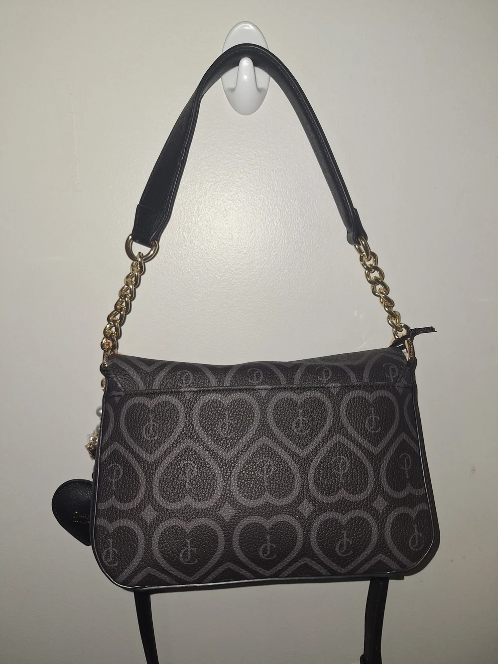 EXCLUSIVE Juicy Couture Black Patterned Crossbody with Gold Hardware